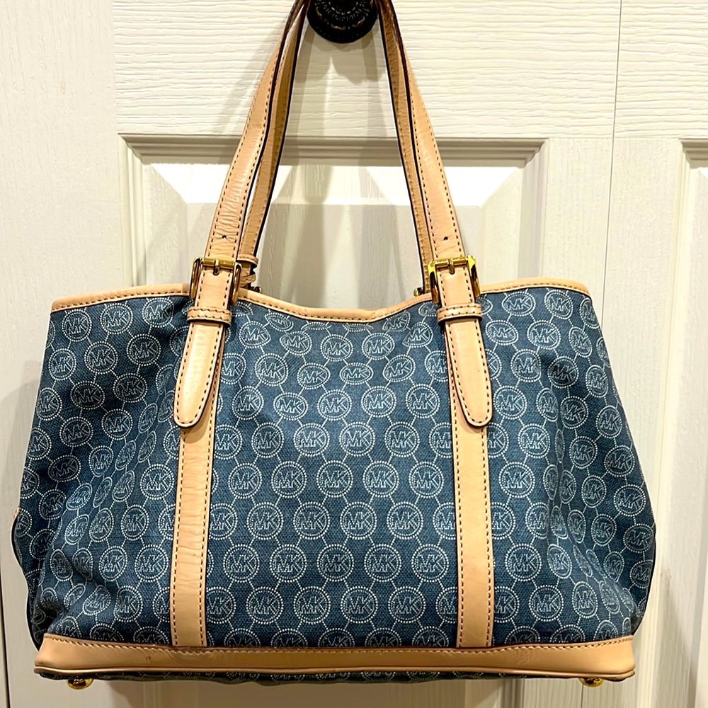 Michael Kors light blue and nude shoulder bag